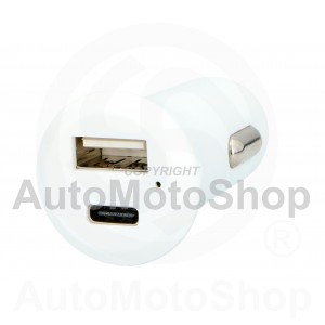 Auto Lādētājs USB + Type C 5V/3A 12V/24V